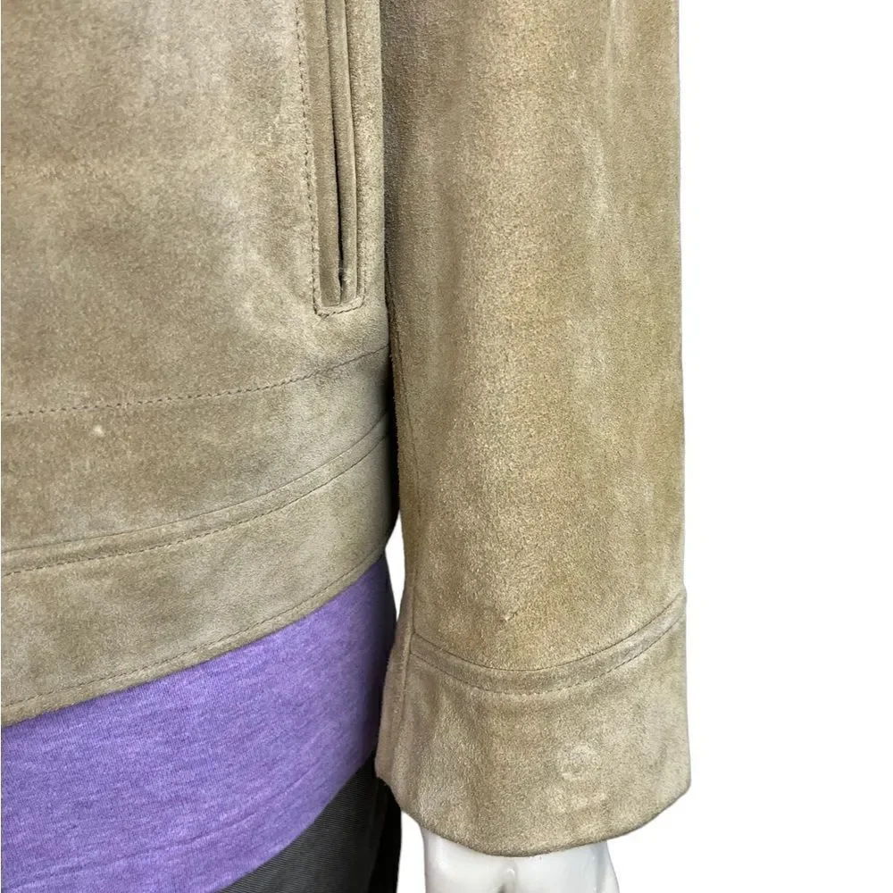 Men's Banana Republic Camel Suede Front Zip Jacket New With Tags Size Large